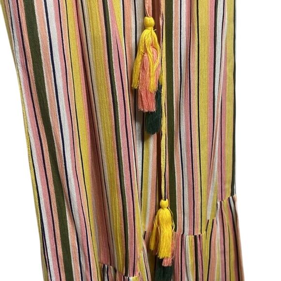 BAILY BLUE Pink Yellow Green White Stripe Sleeveless Maxi Dress Size Large NWT - Picture 6 of 10